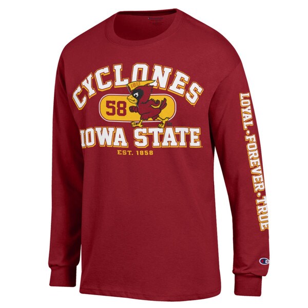 Champion Pennant Cy Cyclones Cardinal Long Sleeve T-Shirt | ISU Book Store (Was $34.99)